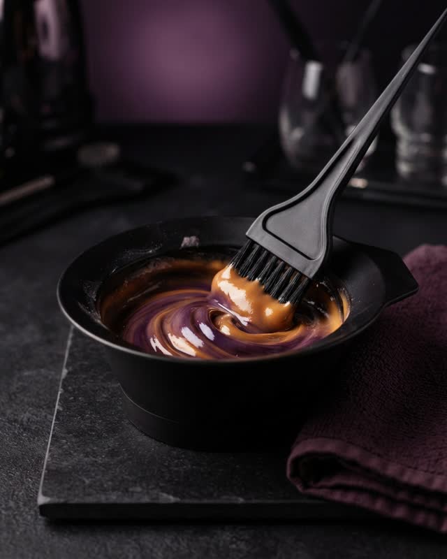 Mistura de coloração sendo preparada no bowl